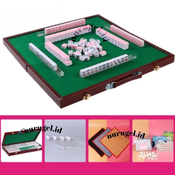 Mahjong 麻將 Set + Koper Papan + Karpet + Tas Mahyong Maciok