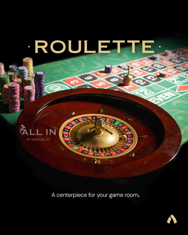 Premium Wooden Roulette Wheel 20 Inch Casino Grade Bundling set with Premium Roulette Mat