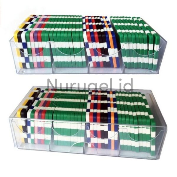 Paket 40 pcs Poker Chip Persegi Casino Coin Rectangular + Acrylic Box