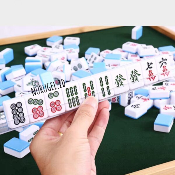 Mahjong 麻將 Set + Meja Lipat Koper Papan + Tas Mahyong Maciok