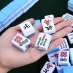 Mahjong 麻將 Set + Meja Lipat Koper Papan + Tas Mahyong Maciok