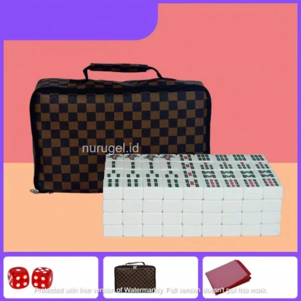 Mahjong 麻將 Set + Karpet + Chips + Tas Mahyong Maciok