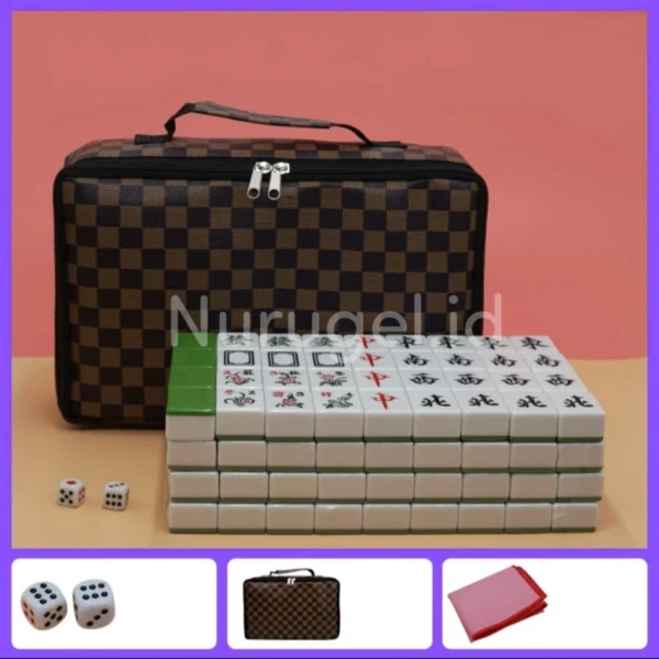 Mahjong 麻將 Set + Karpet + Chips + Tas Mahyong Maciok